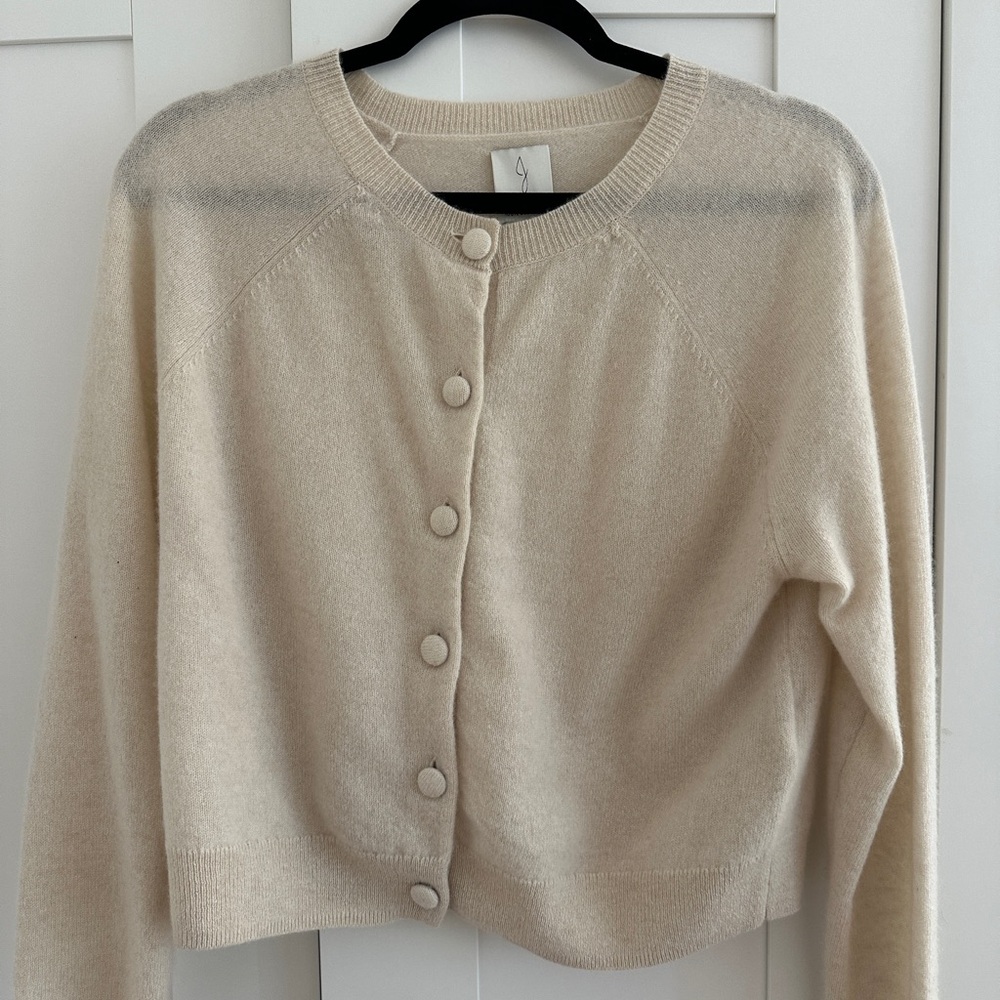 Joie 100% Cashmere Cream Button-Up Cardigan